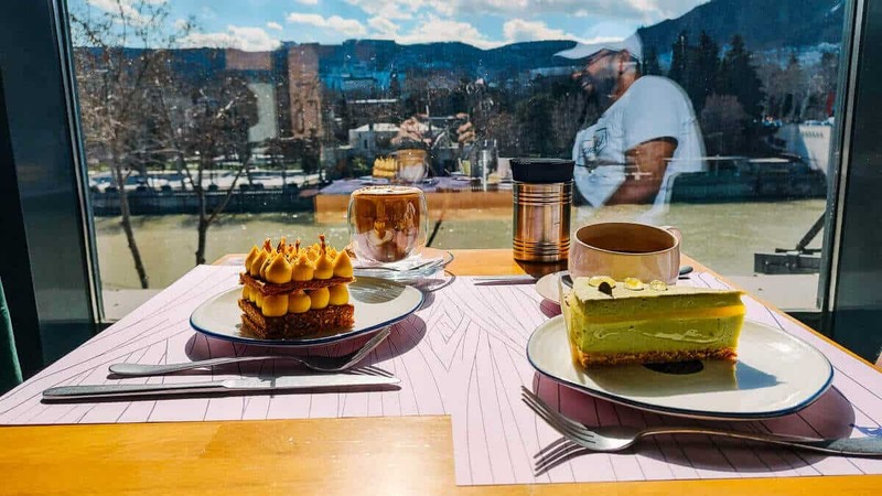 Cozy cafe in Tbilisi with digital nomads working