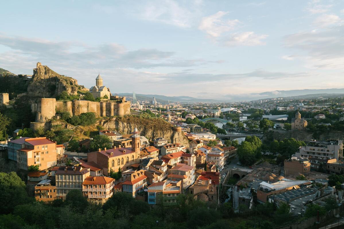Old Tbilisi with ancient fortress and modern architecture