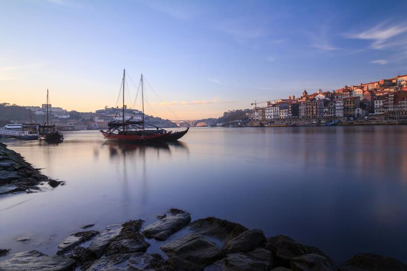Porto riverside with colorful buildings and boats