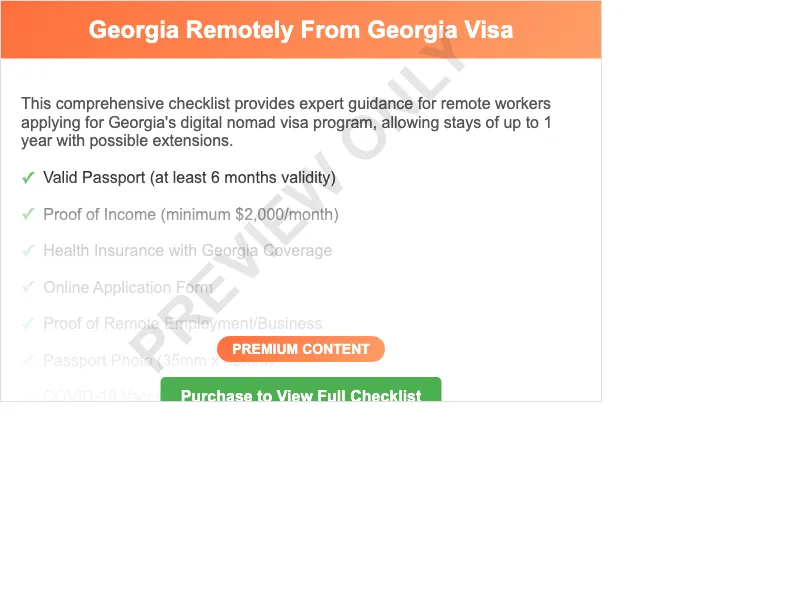 Georgia Remotely From Georgia Visa Checklist Preview
