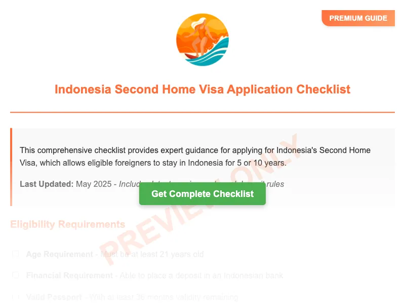 Indonesia Second Home Visa Checklist Preview