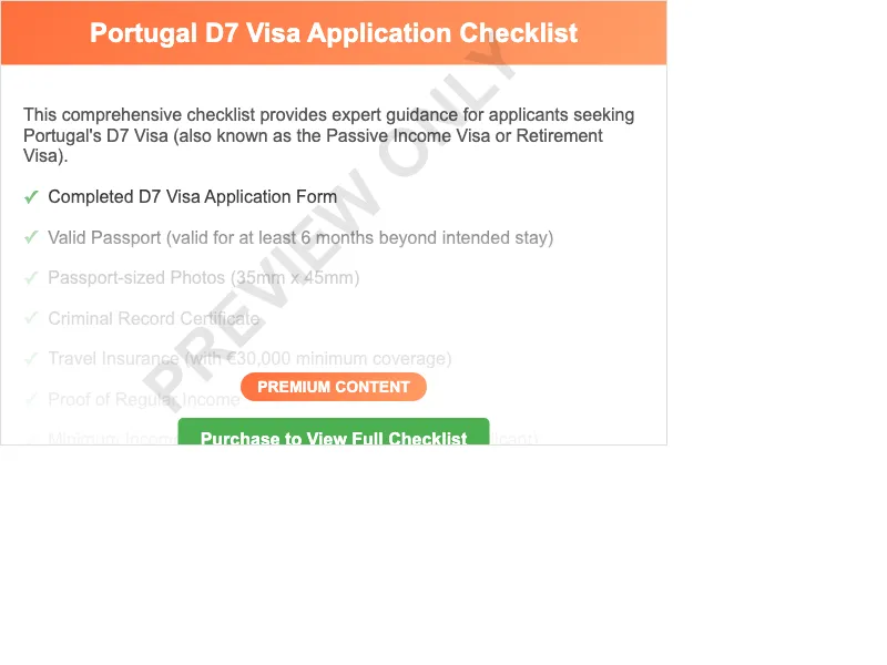 Portugal D7 Visa Checklist Preview