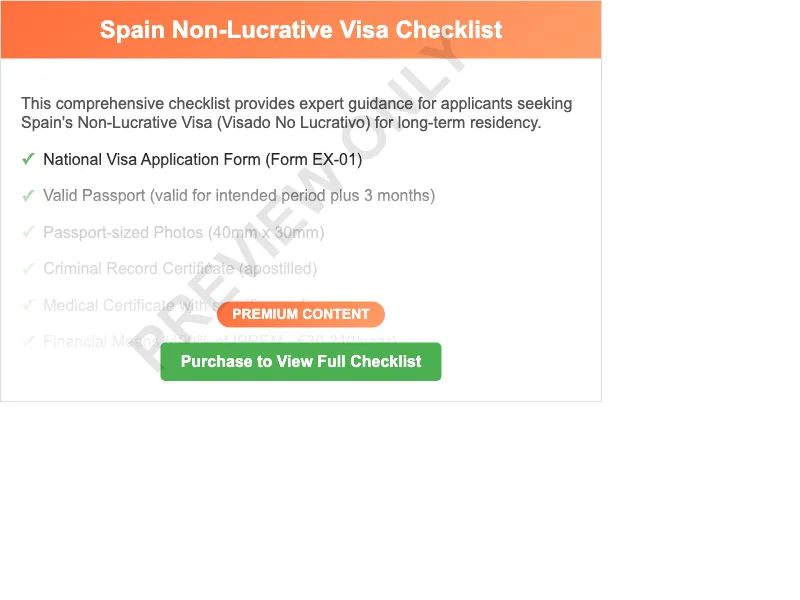 Spain Non-Lucrative Visa Checklist Preview