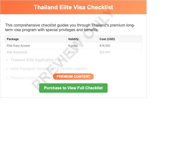 Thailand Elite Visa Checklist Preview